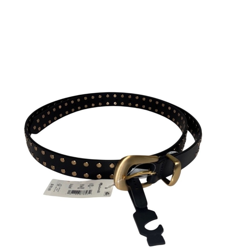 Madewell Studded Black Leather Belt Gold Hardware Sz large NWT NEW Whimsigoth